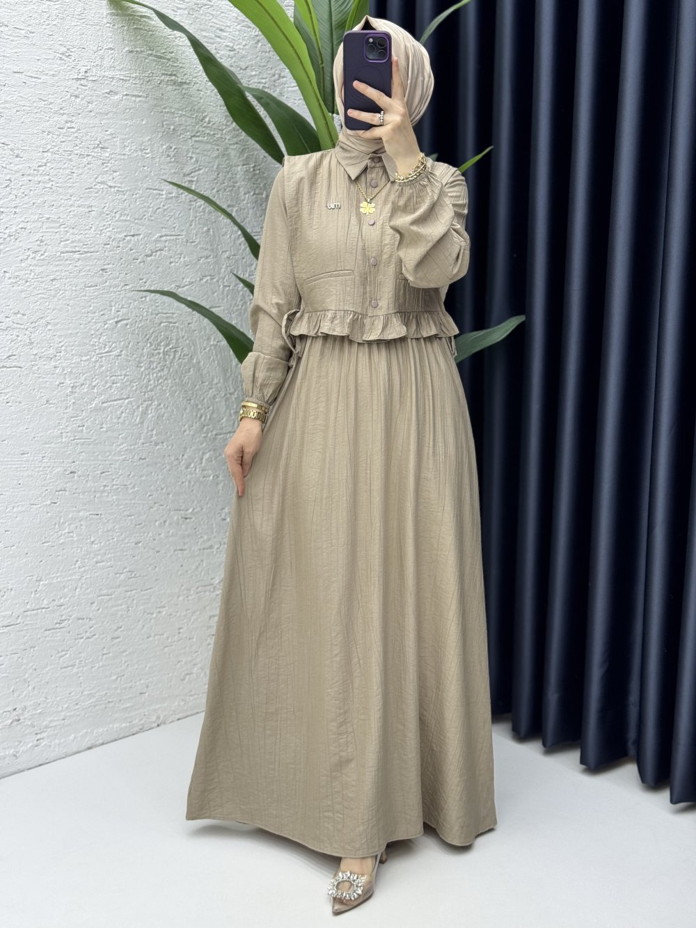 Hüda Elbise Tesettür Giyim Latte