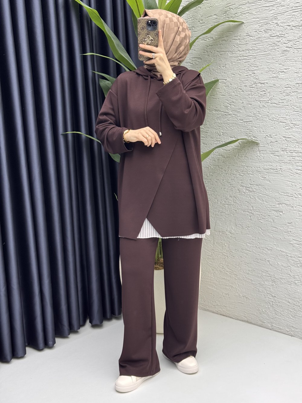 Hülya Takım Tesettür Giyim kızıl kahve