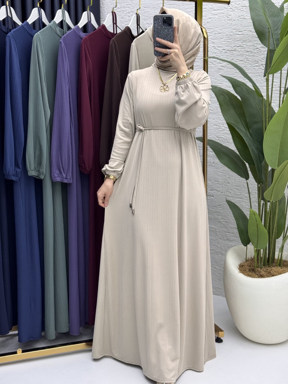 İdil Elbise Tesettür Giyim  Taş Rengi