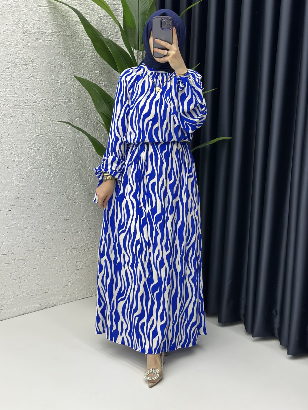 İkra Elbise Saks Mavisi