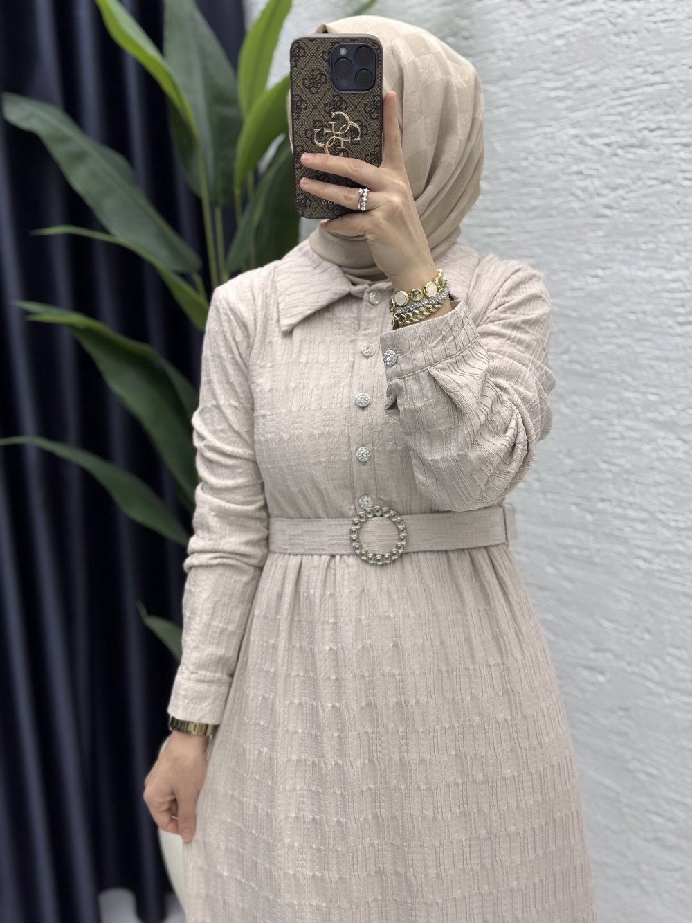 İncilay Elbise  Taş Rengi