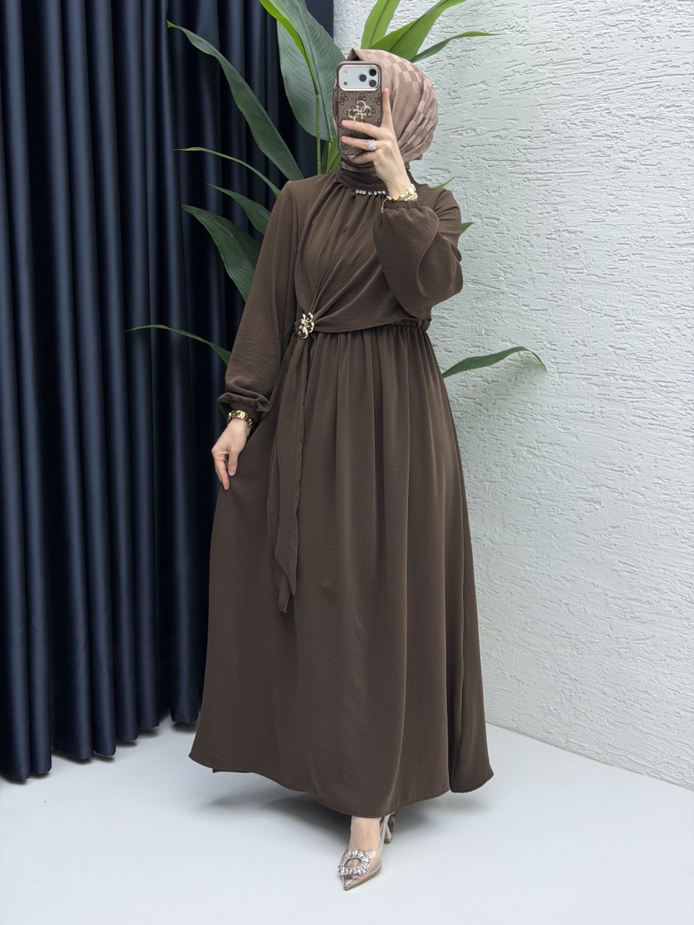 Jülide Elbise Tesettür Giyim  Kahve