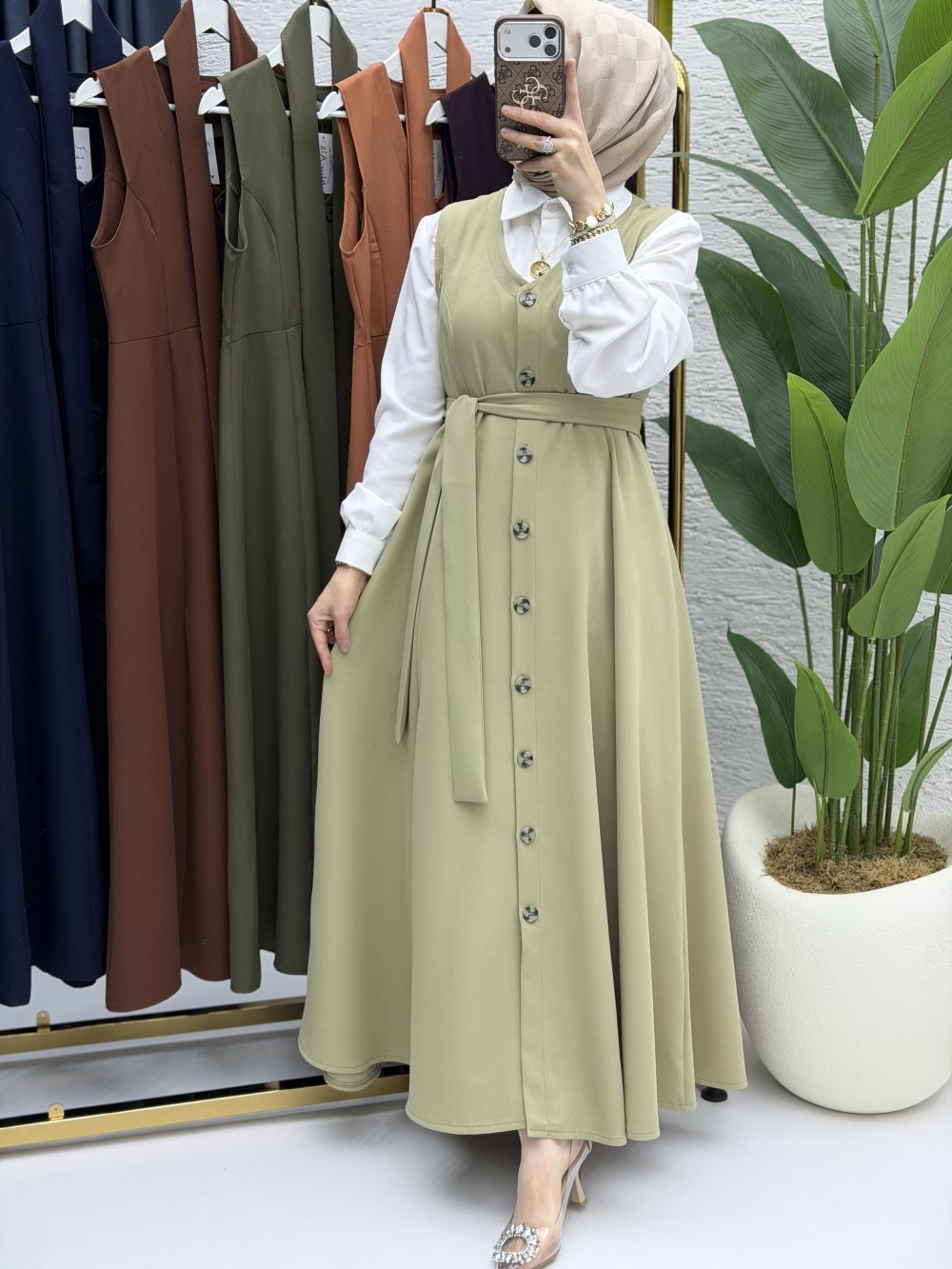 Kübra Jile Tesettür Giyim  Açık Haki