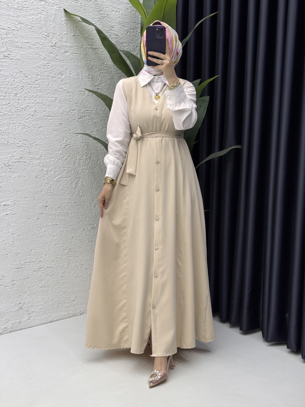 Lamia Jile Tesettür Giyim Taş Rengi