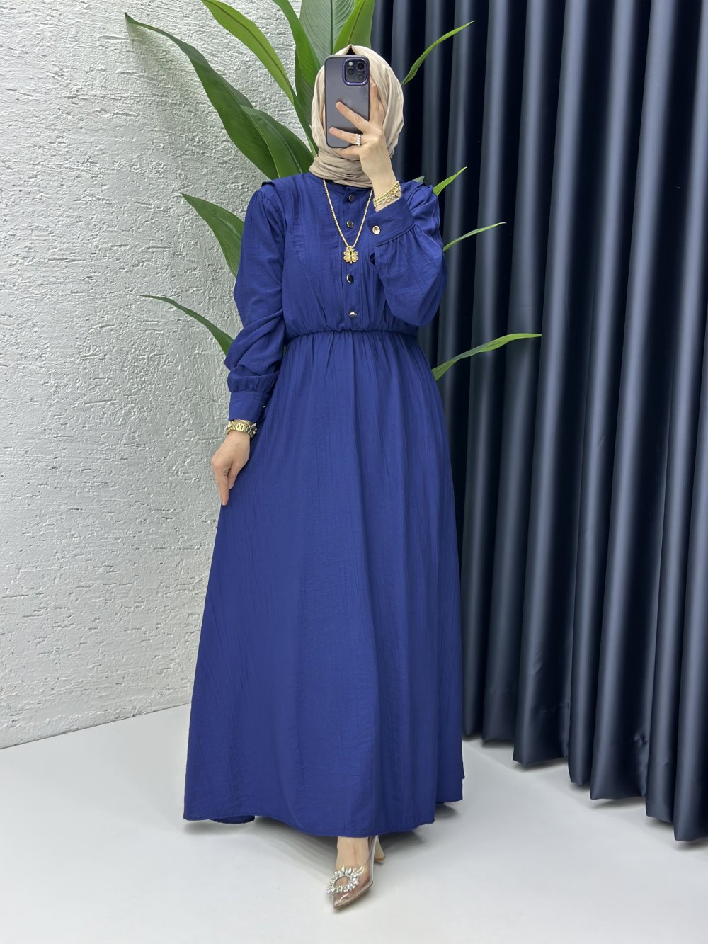 Lacivert Vera Tesettür Elbise Lacivert