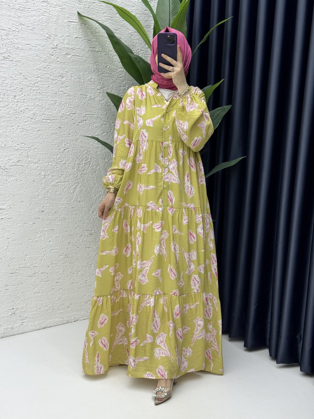 Lale Elbise Tesettür Giyim Yeşil