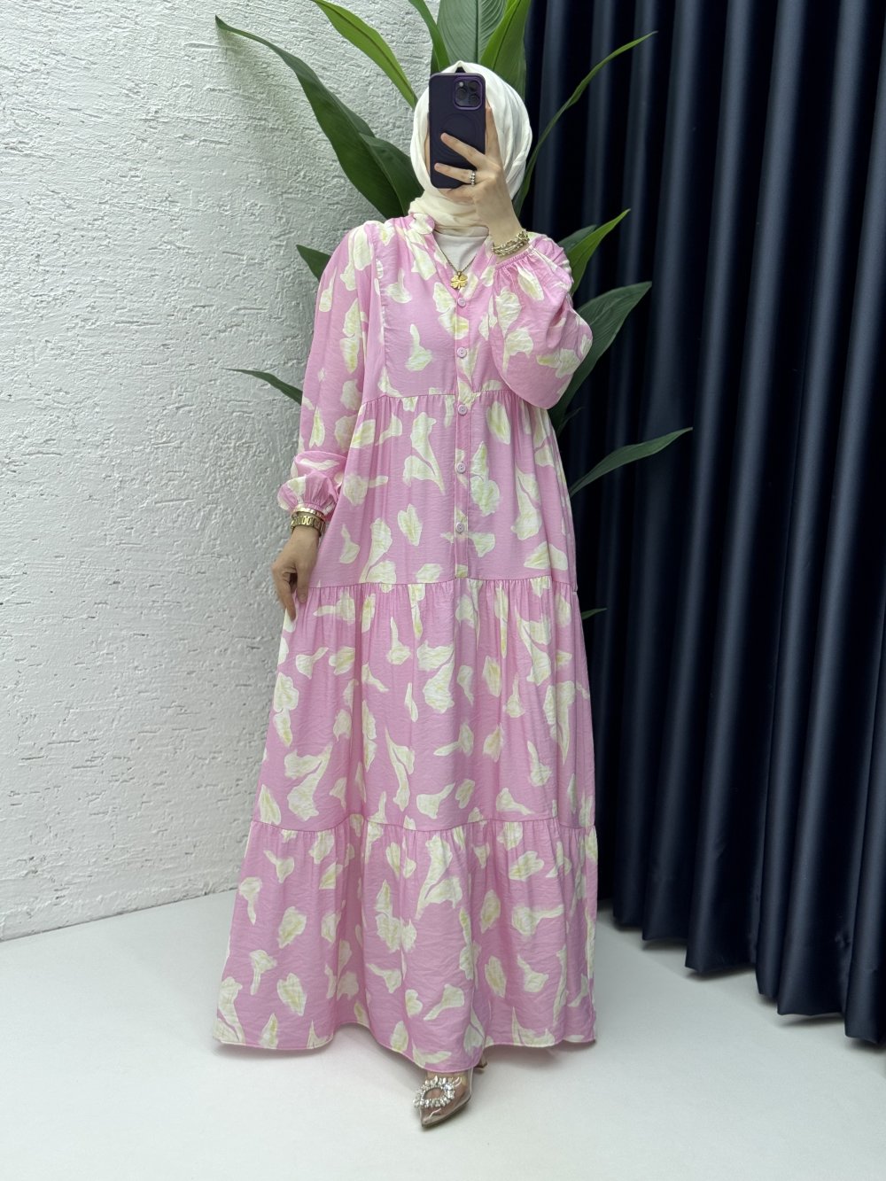 Lale Elbise Tesettür Giyim Pembe