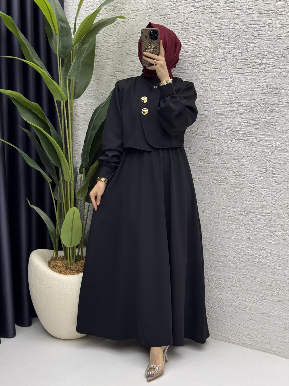 Leyza Elbise Tesettür Giyim  Siyah