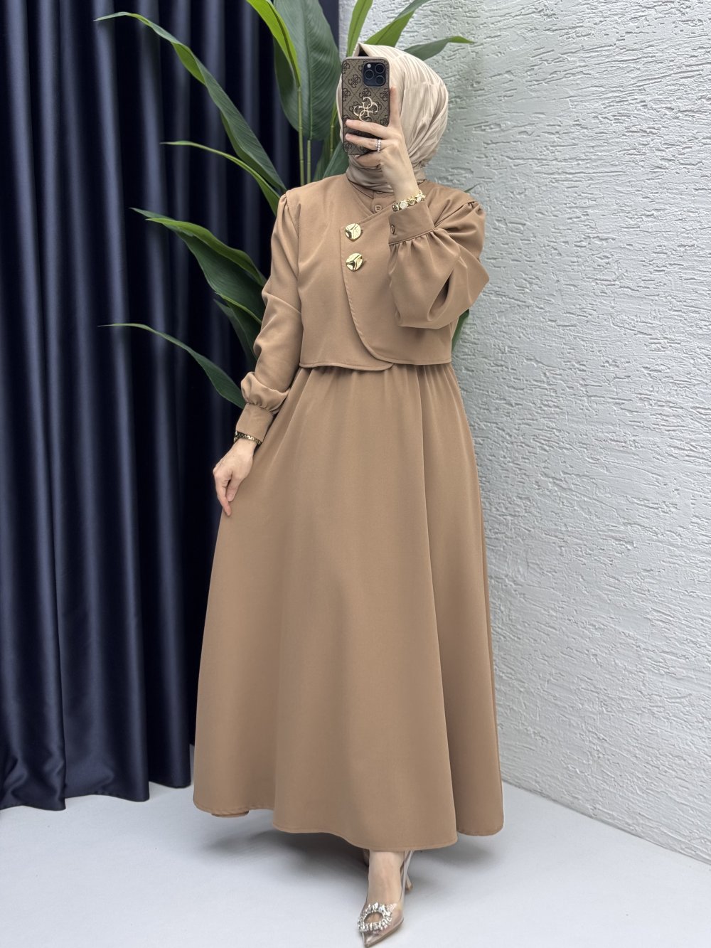 Leyza Elbise Tesettür Giyim  Camel