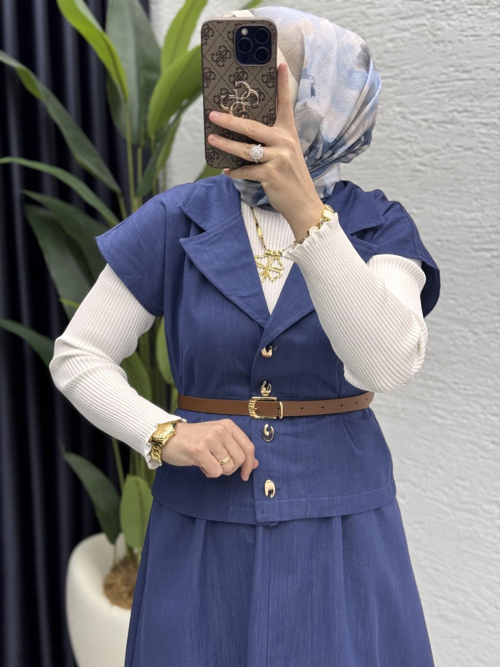 Limra Etekli Takım Tesettür Giyim  İndigo