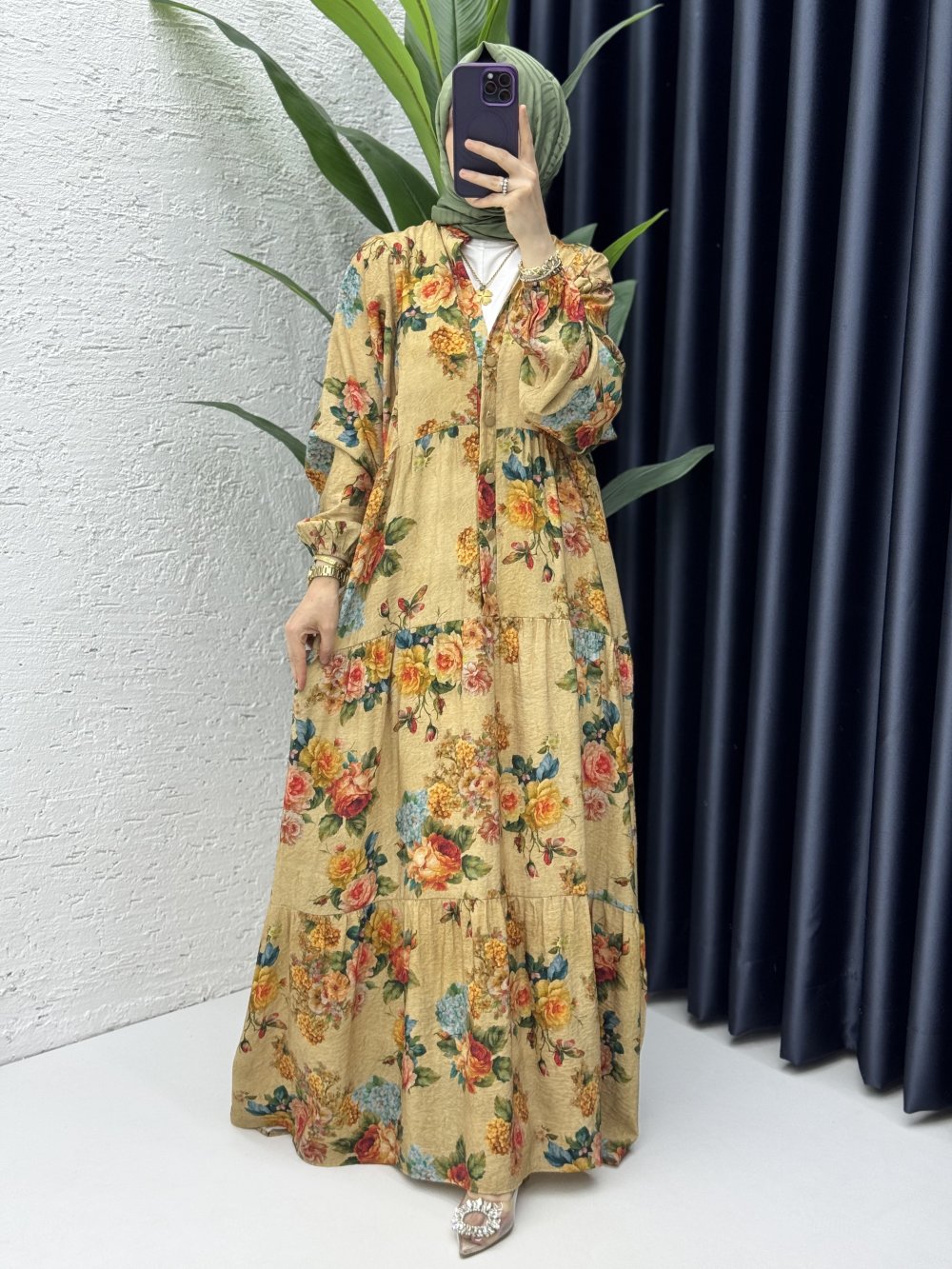 Manolya Elbise Tesettür Giyim Vizon