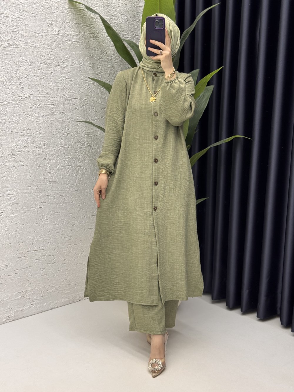 Mehtap Takım Tesettür Giyim Mint Yeşil