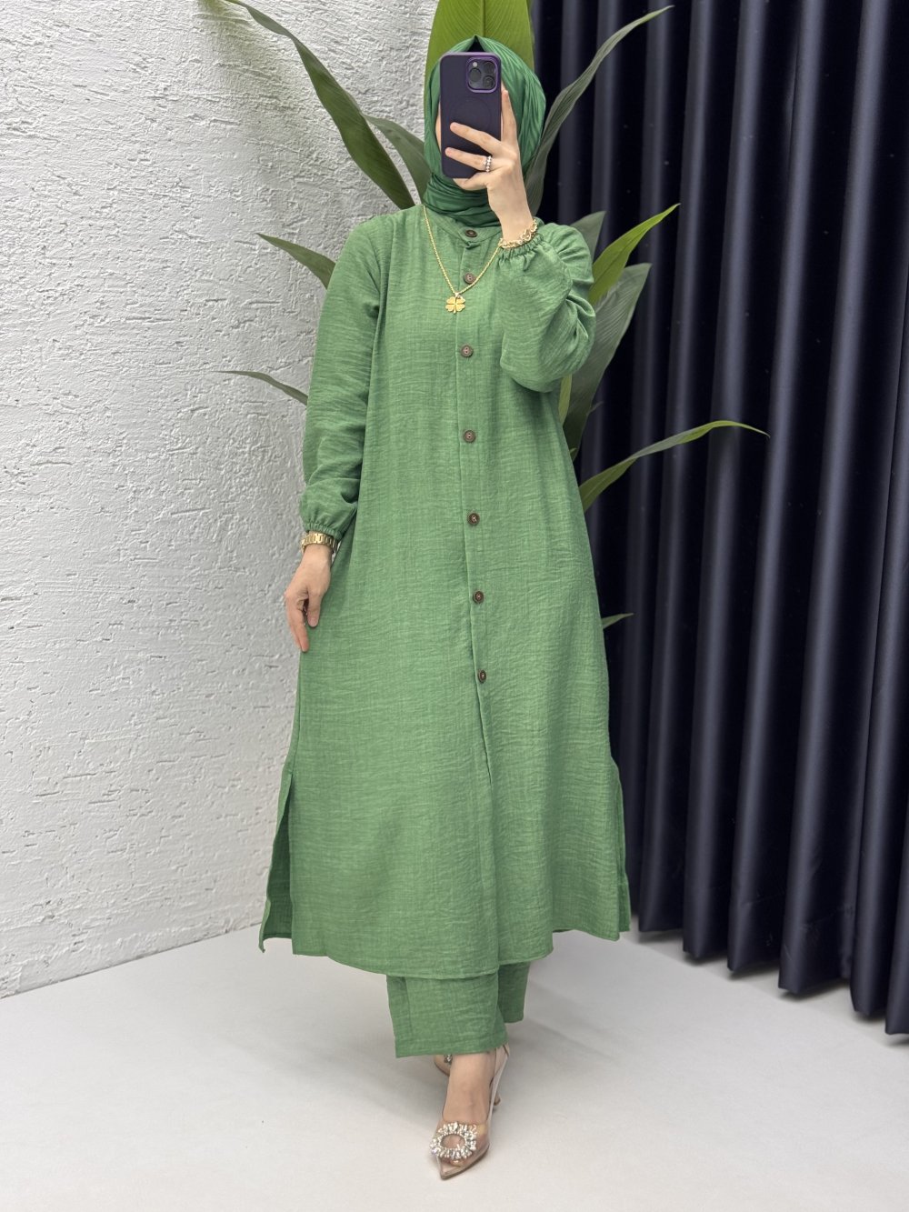 Mehtap Takım Tesettür Giyim Zümrüt