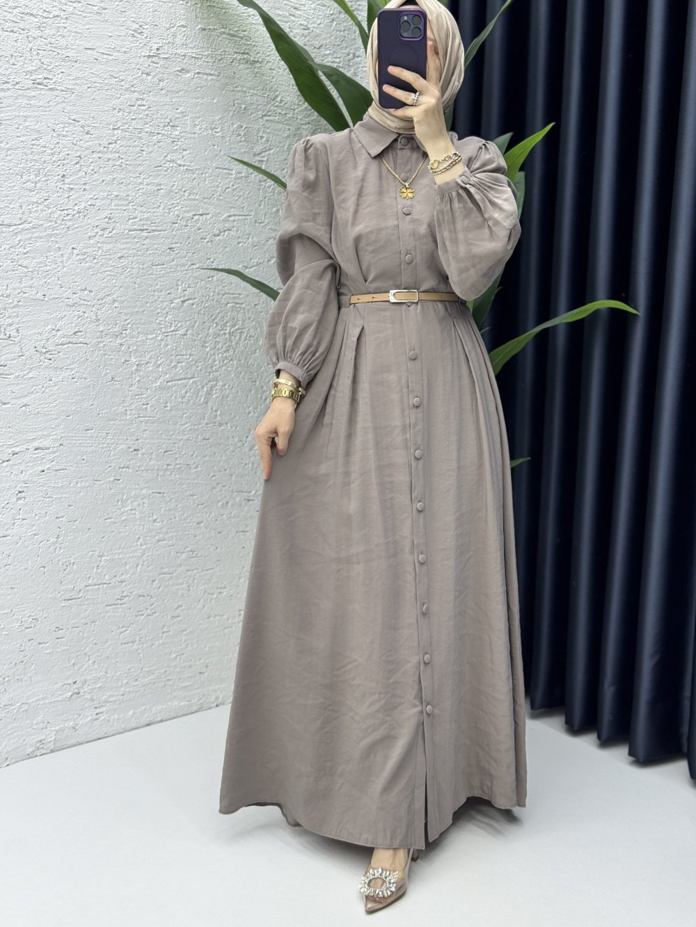 Melike Elbise Tesettür Giyim Vizon