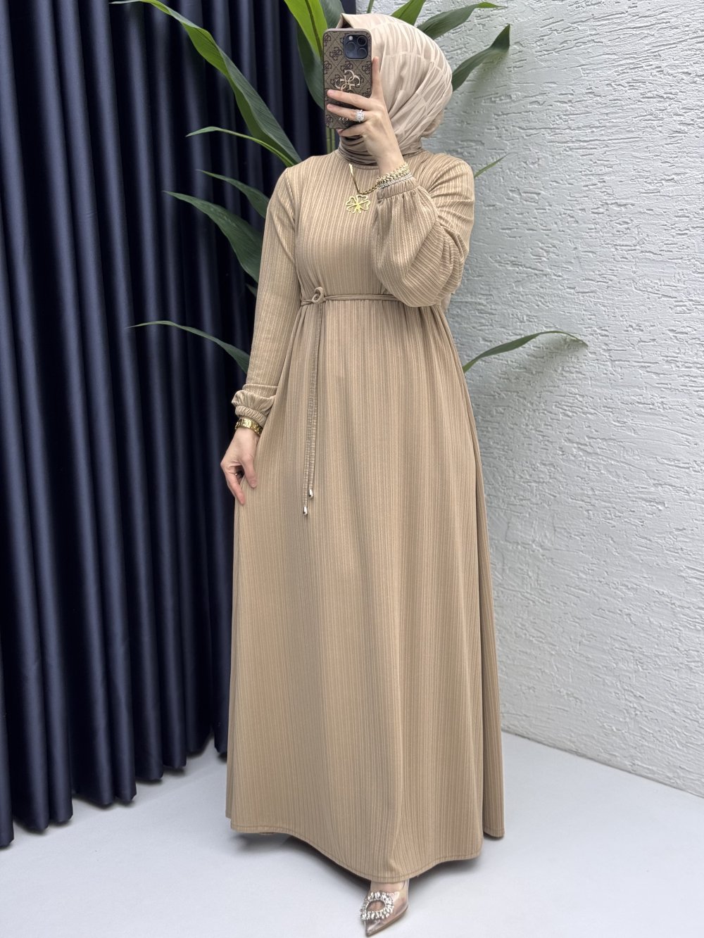 Mina Elbise Tesettür Giyim  Camel