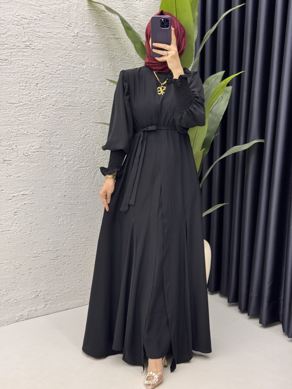 Mihra Abaya Takım Tesettür Giyim Siyah