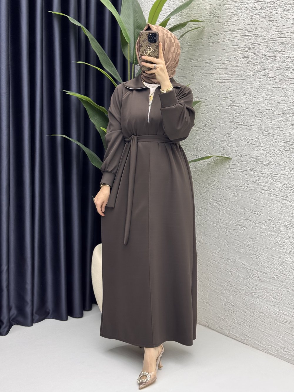 Nare Elbise Tesettür Giyim  Acı Kahve