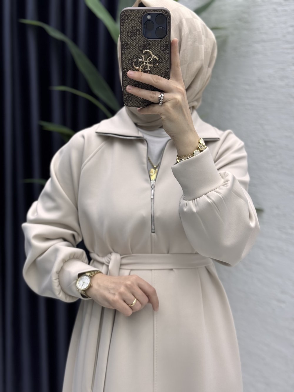 Nare Elbise Tesettür Giyim  Taş Rengi