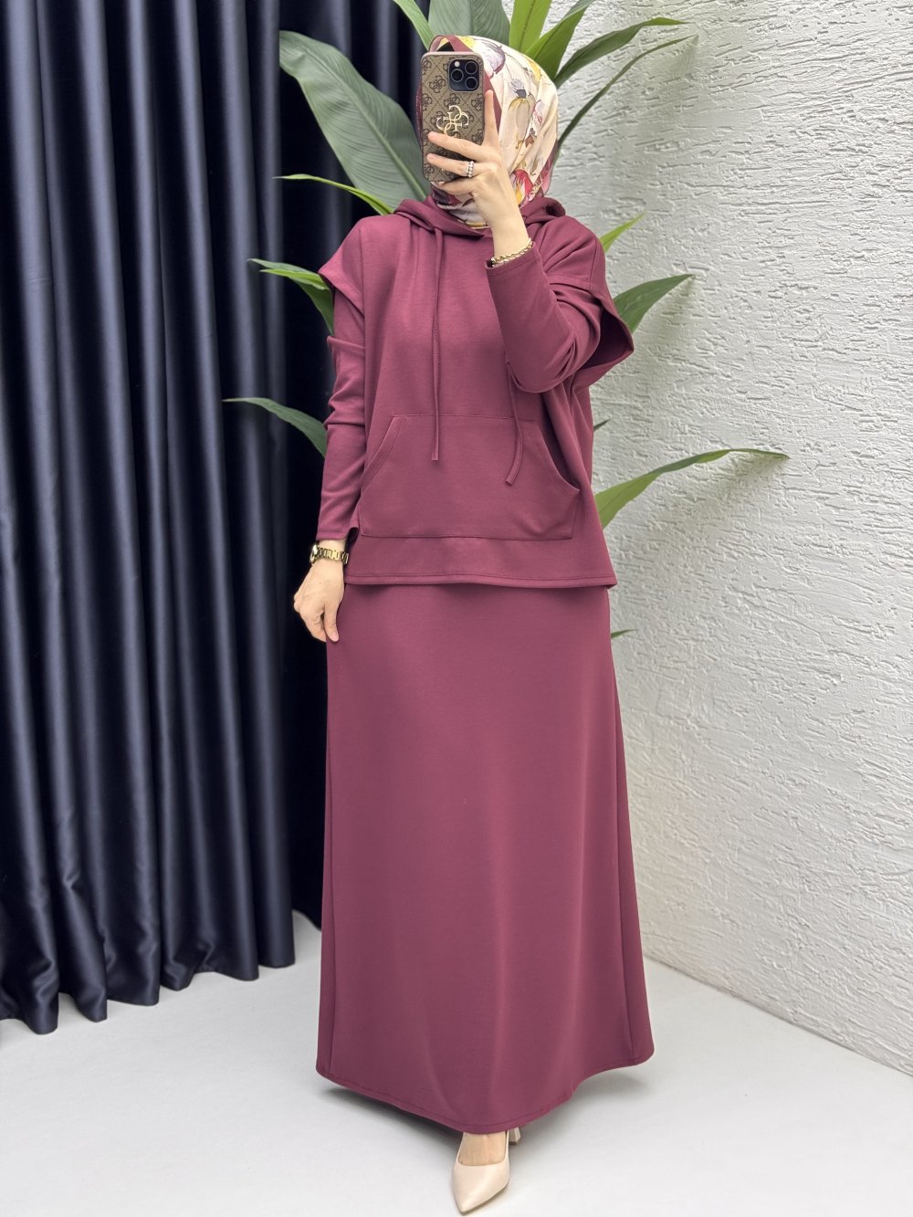 Nesrin Elbise Takım Bordo