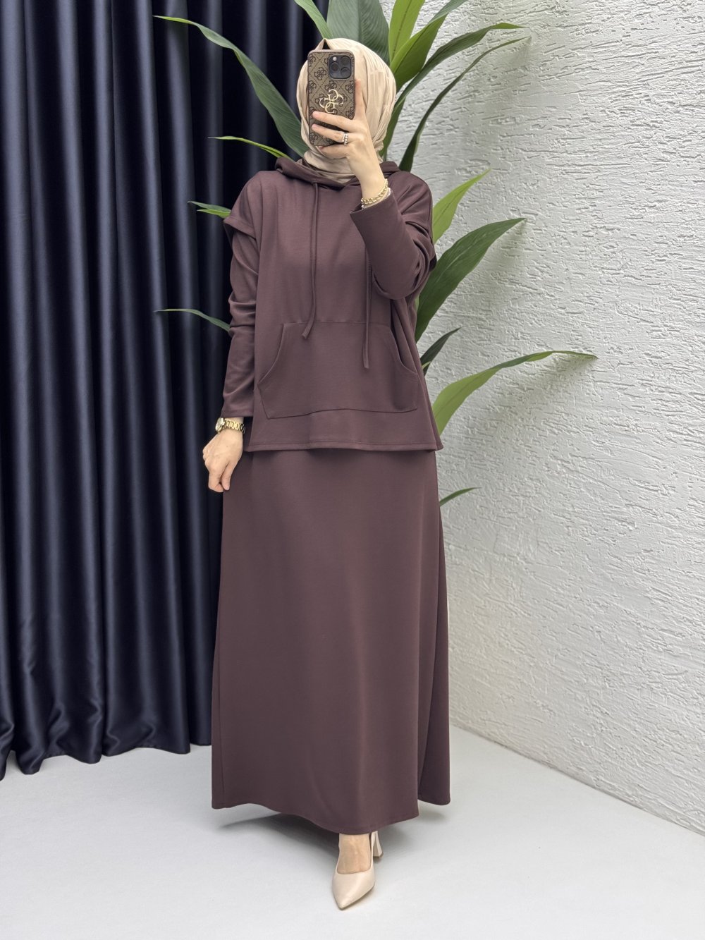 Nesrin Elbise Takım Kahve