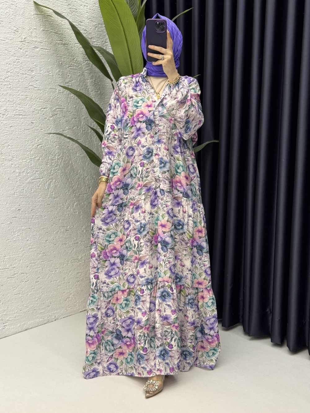 Nevbahar Elbise Tesettür Giyim Lila