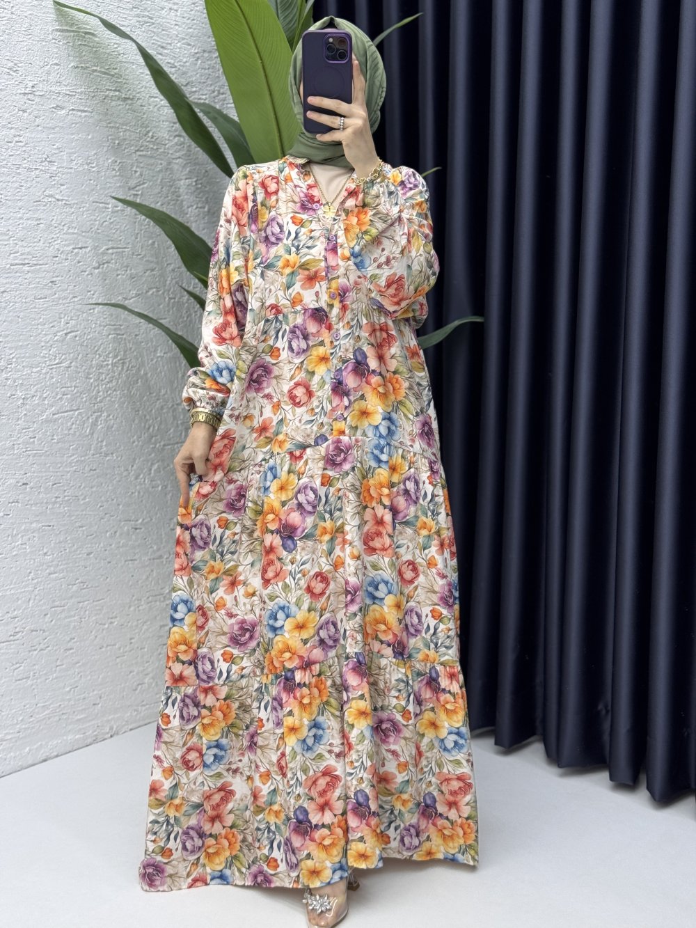 Nevbahar Elbise Tesettür Giyim Yeşil