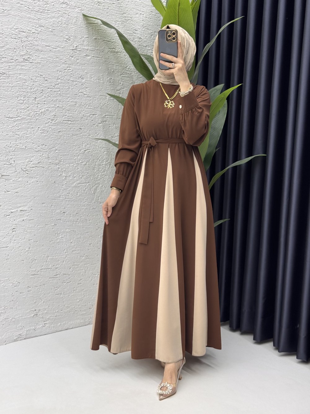 Nilhan Elbise Tesettür Giyim Kahverengi