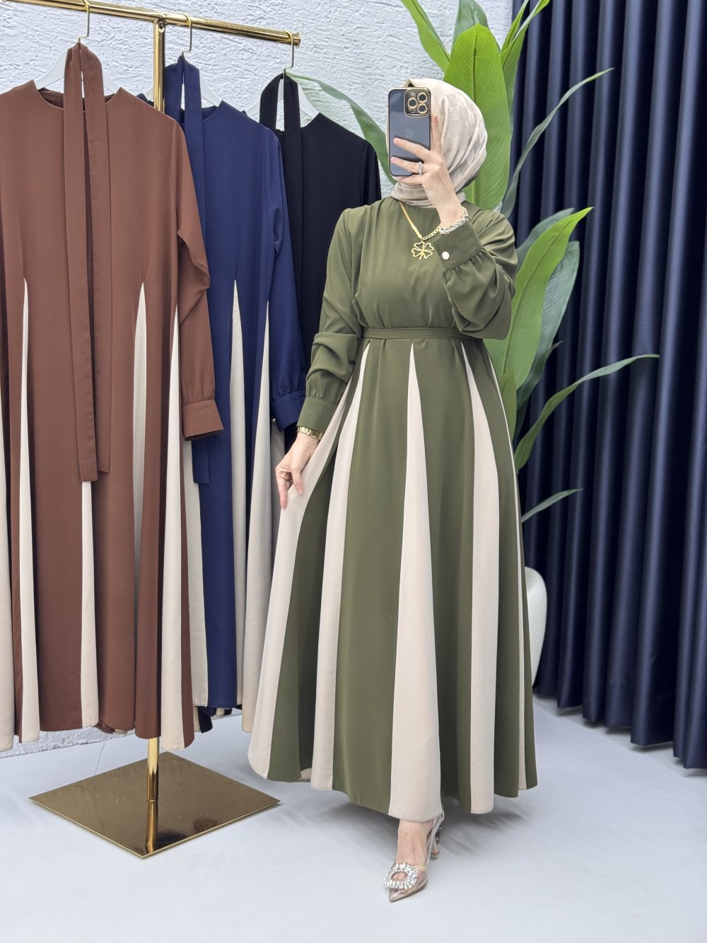 Nilhan Elbise Tesettür Giyim Haki