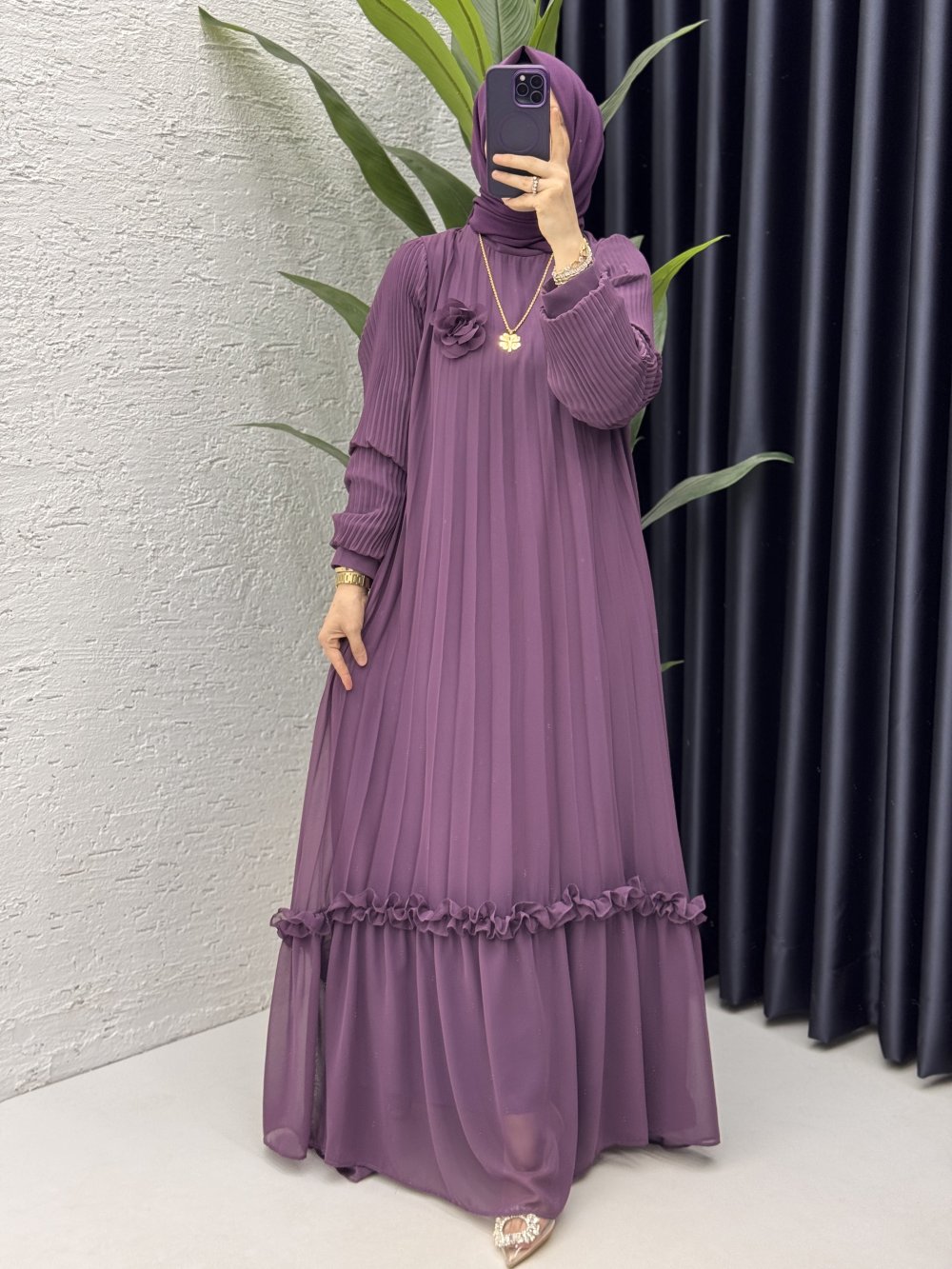 Nurşah Elbise Tesettür Giyim Mürdüm