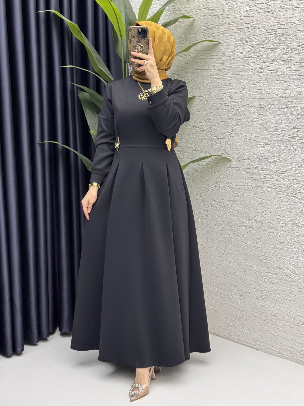 Piraye Elbise Tesettür Giyim  Siyah