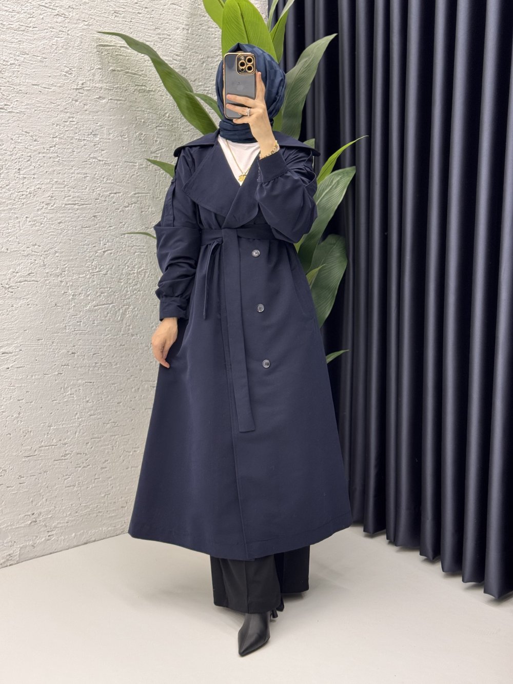 Rabia Trench Tesettür Giyim  Lacivert