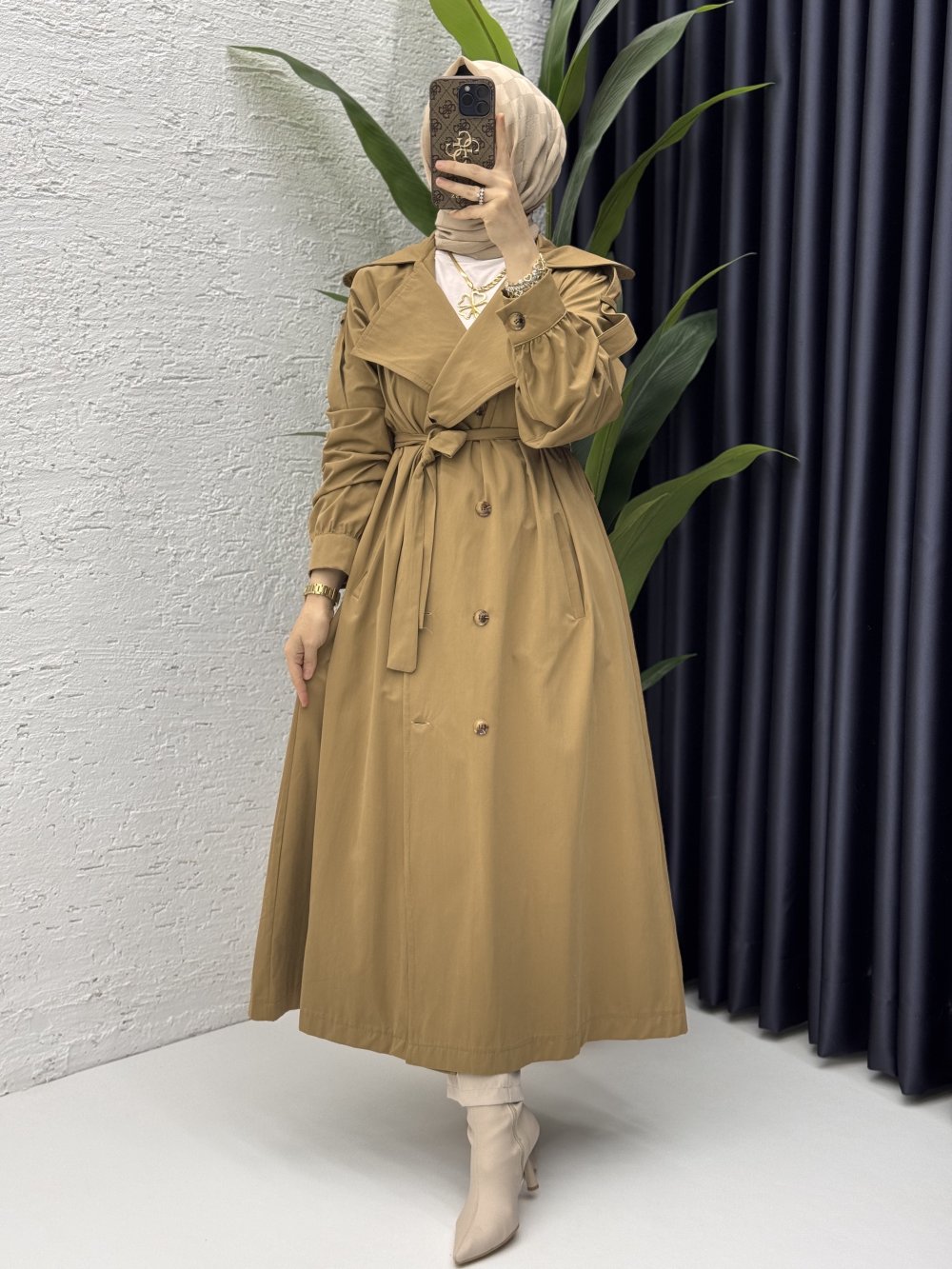 Rabia Trench Tesettür Giyim  Toprak
