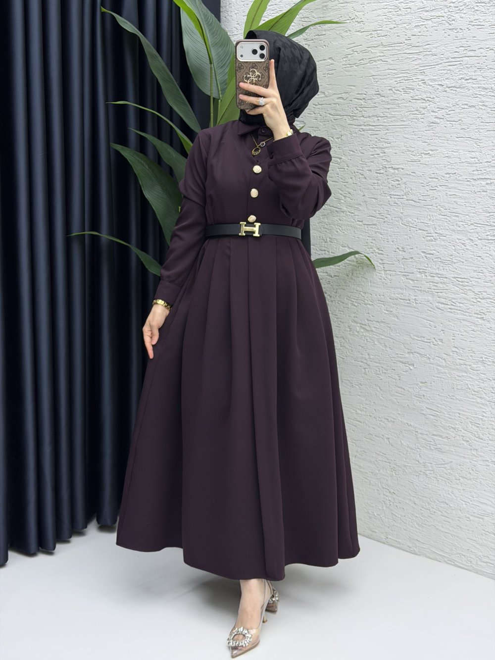 Reyyan Elbise Tesettür Giyim  Mürdüm