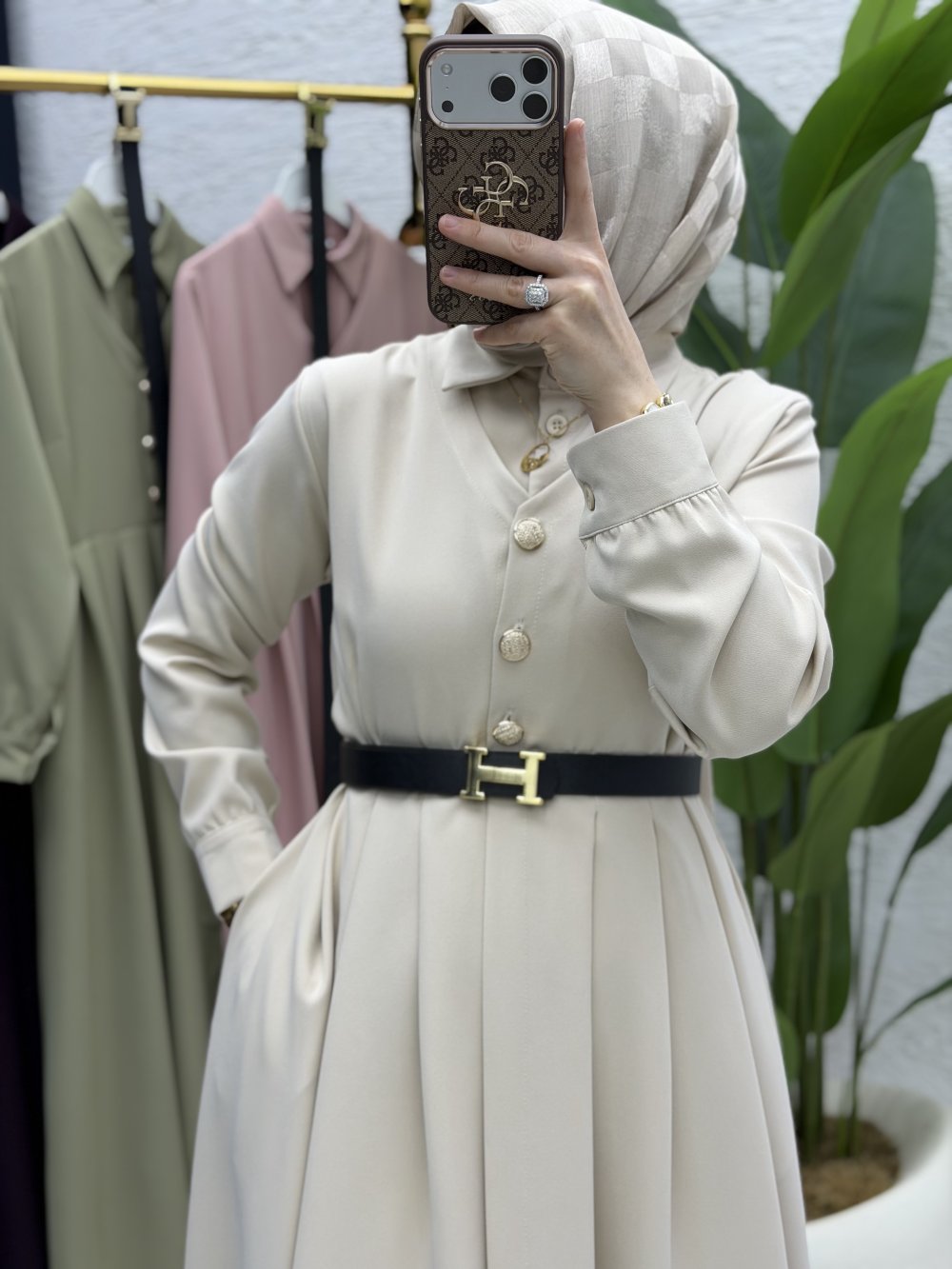 Reyyan Elbise Tesettür Giyim  Taş Rengi