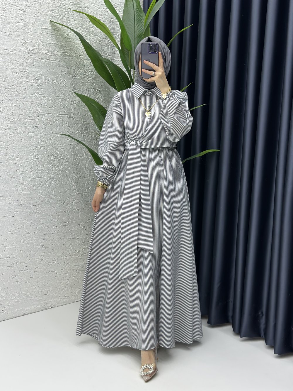 Seçil Tesettür Elbise Antrasit