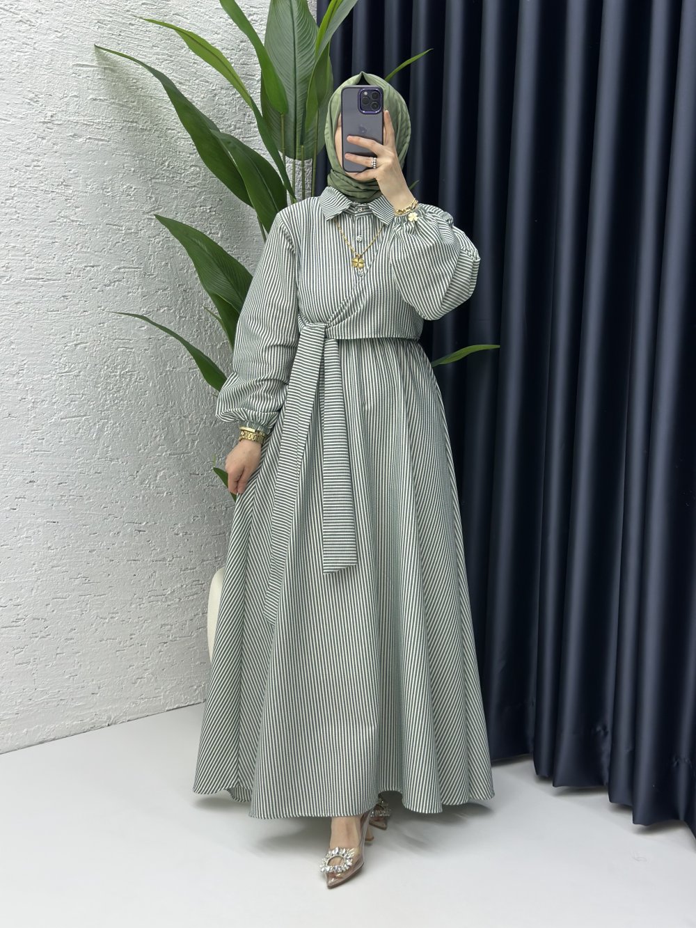 Seçil Tesettür Elbise Haki