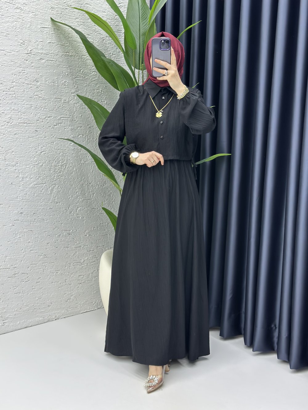 Sedef Tesettür Elbise Siyah