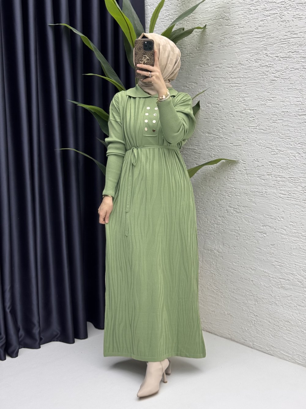 Seher Elbise Tesettür Giyim  Çağla Yeşil