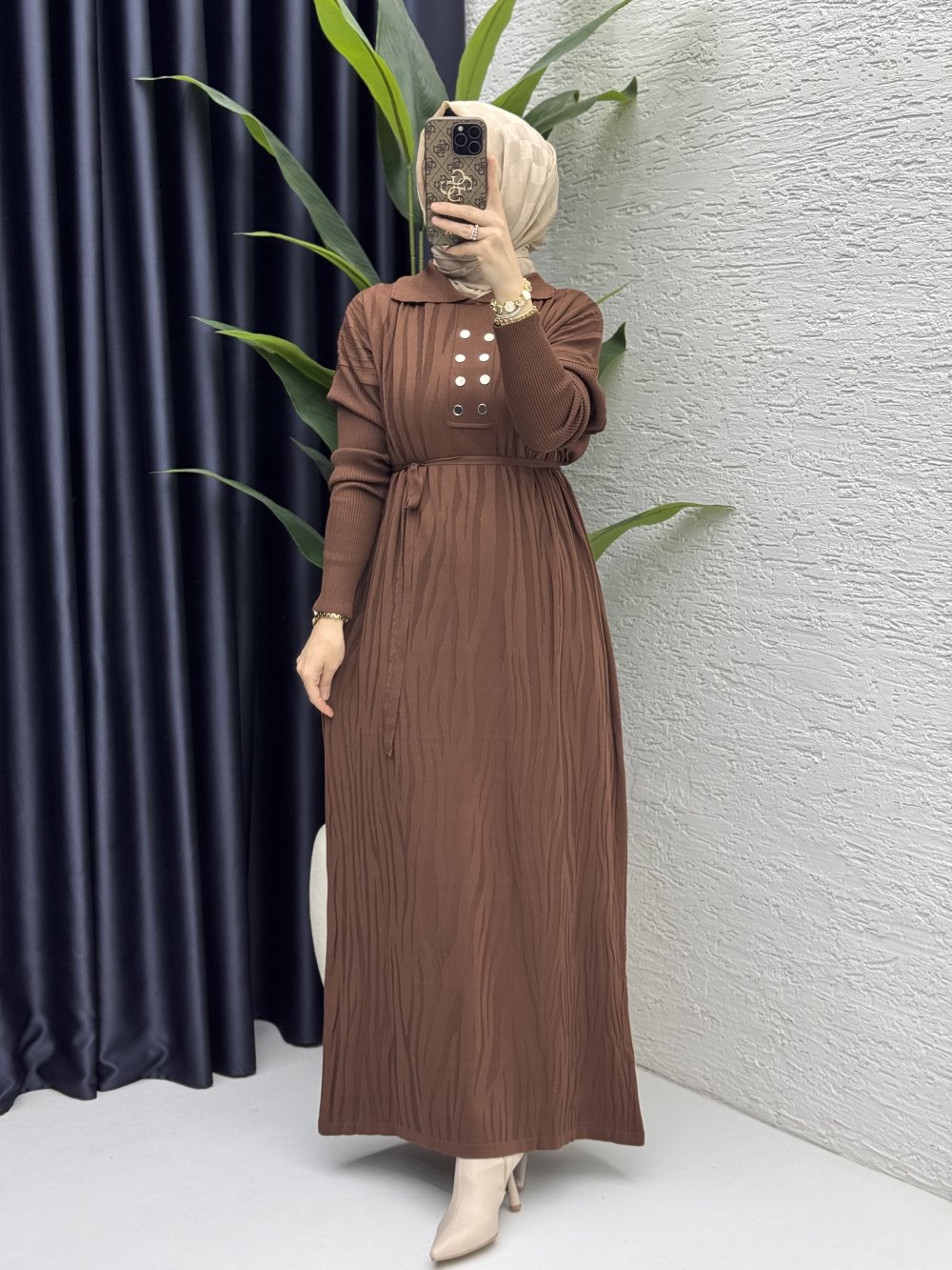 Seher Elbise Tesettür Giyim Kahverengi