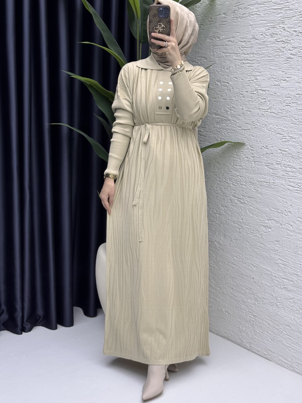 Seher Elbise Tesettür Giyim Taş Rengi