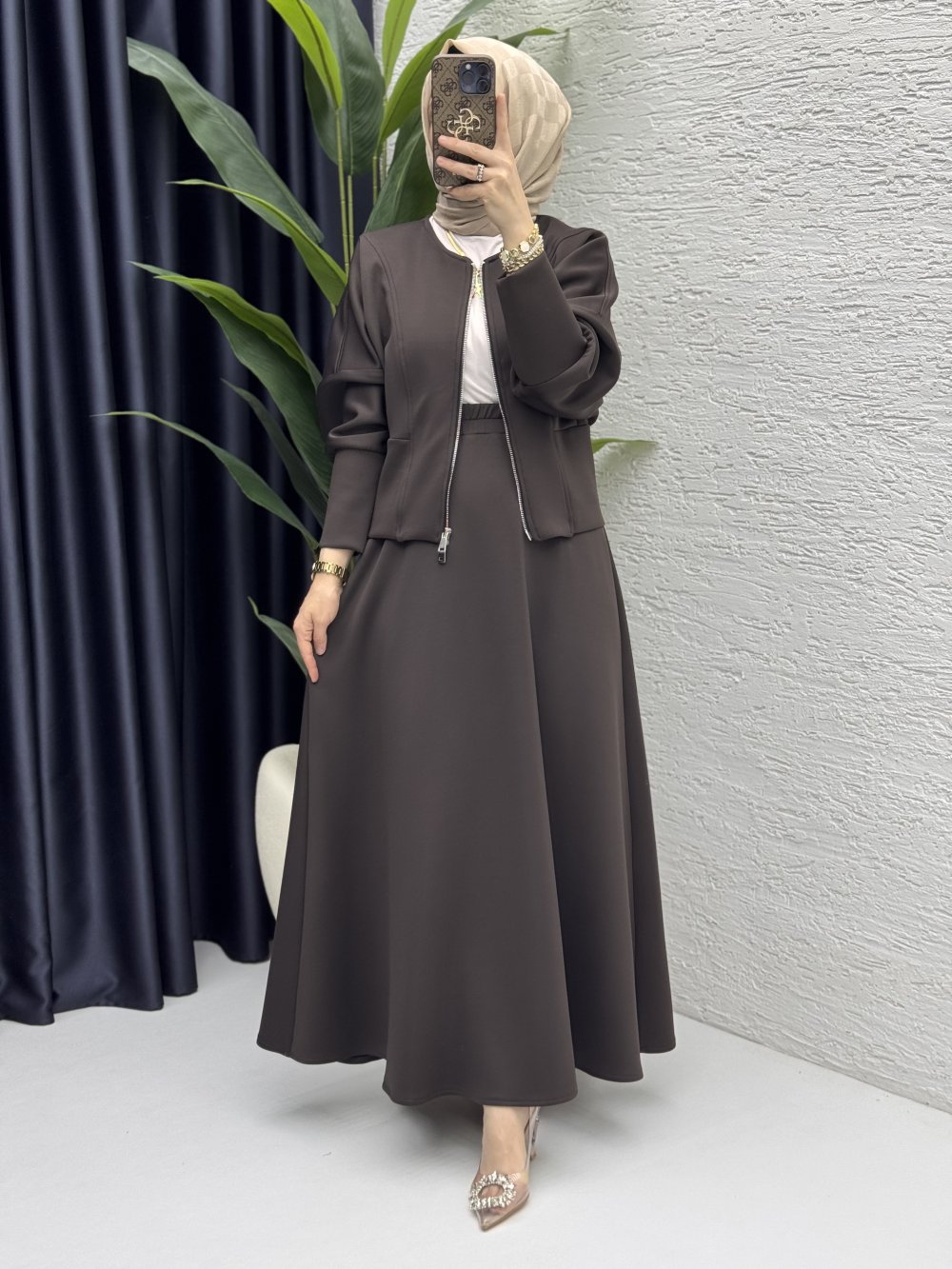 Selen Etekli Takım Kahverengi