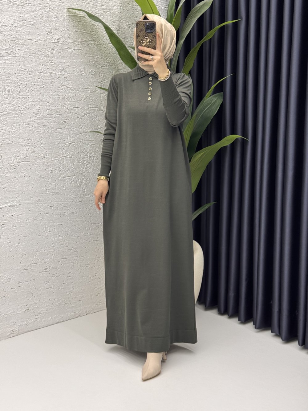 Seray Elbise Tesettür Giyim  Haki