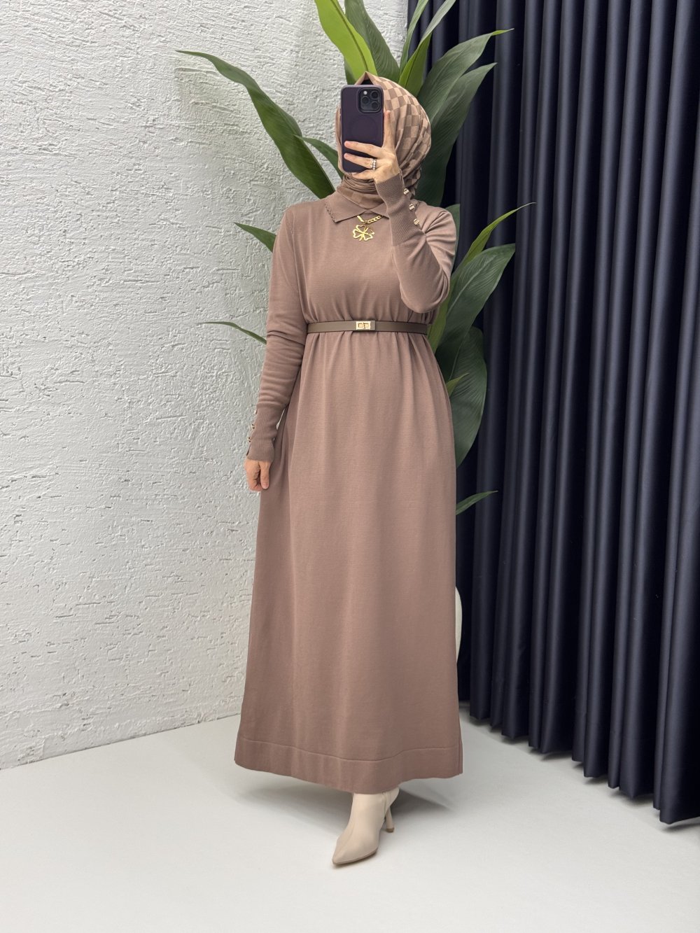 Sermin Elbise Tesettür Giyim  Vizon