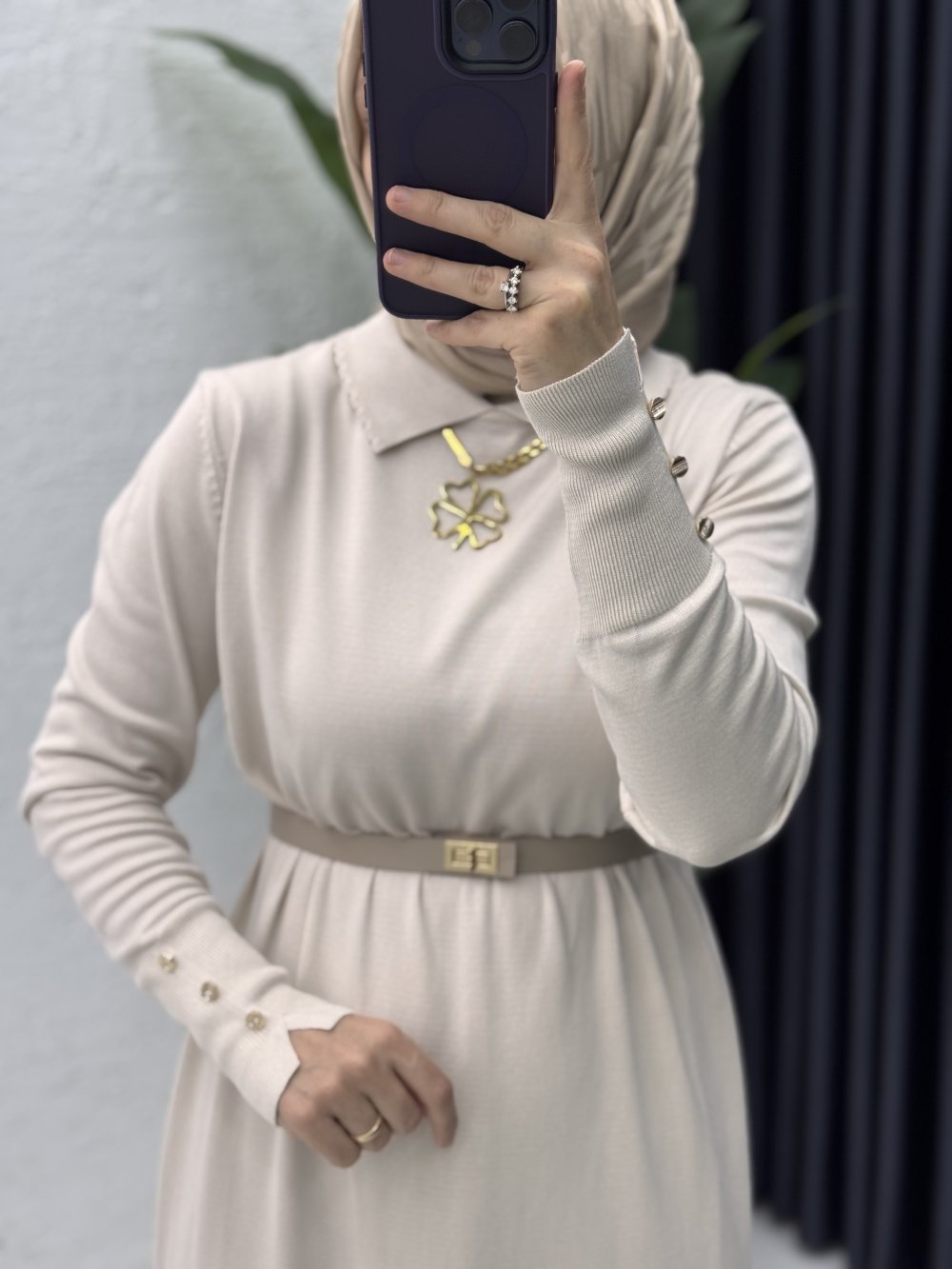 Sermin Elbise Tesettür Giyim  Taş Rengi