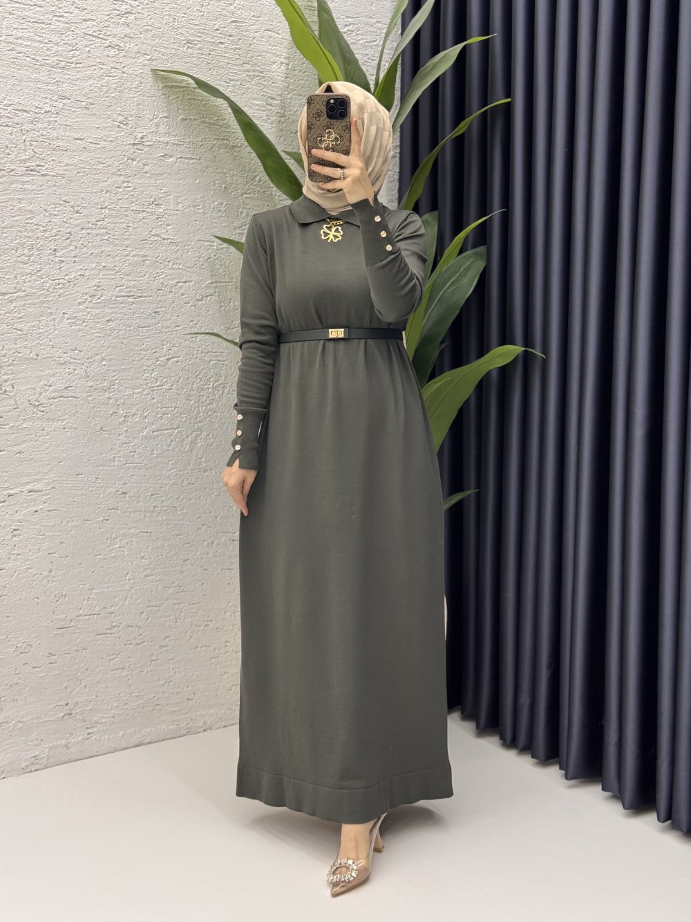 Sermin Elbise Tesettür Giyim  Haki