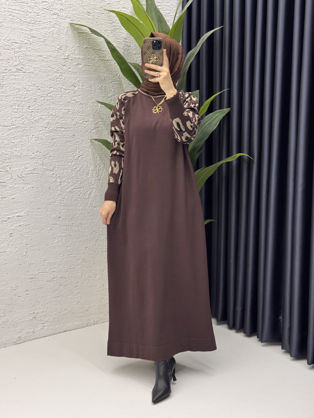 Serra Elbise Tesettür Giyim Acı Kahve