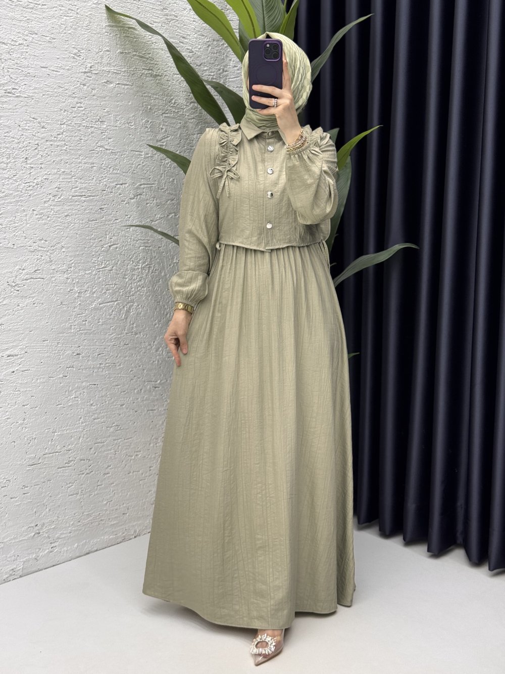 Şevval Elbise Tesettür Giyim Mint Yeşili