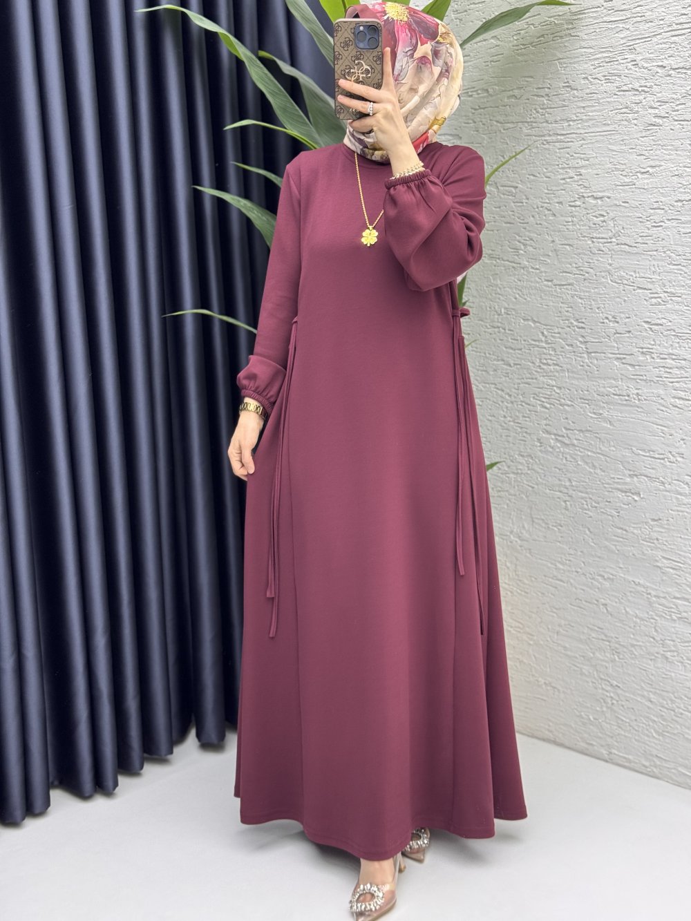 Şeyma Elbise Tesettür Giyim  Bordo