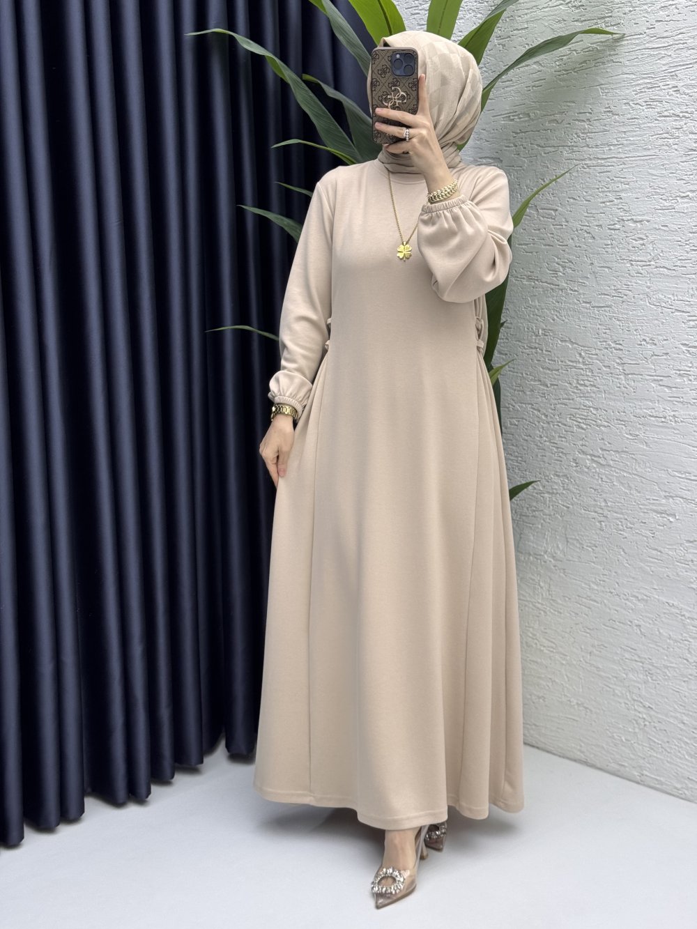 Şeyma Elbise Tesettür Giyim Taş Rengi