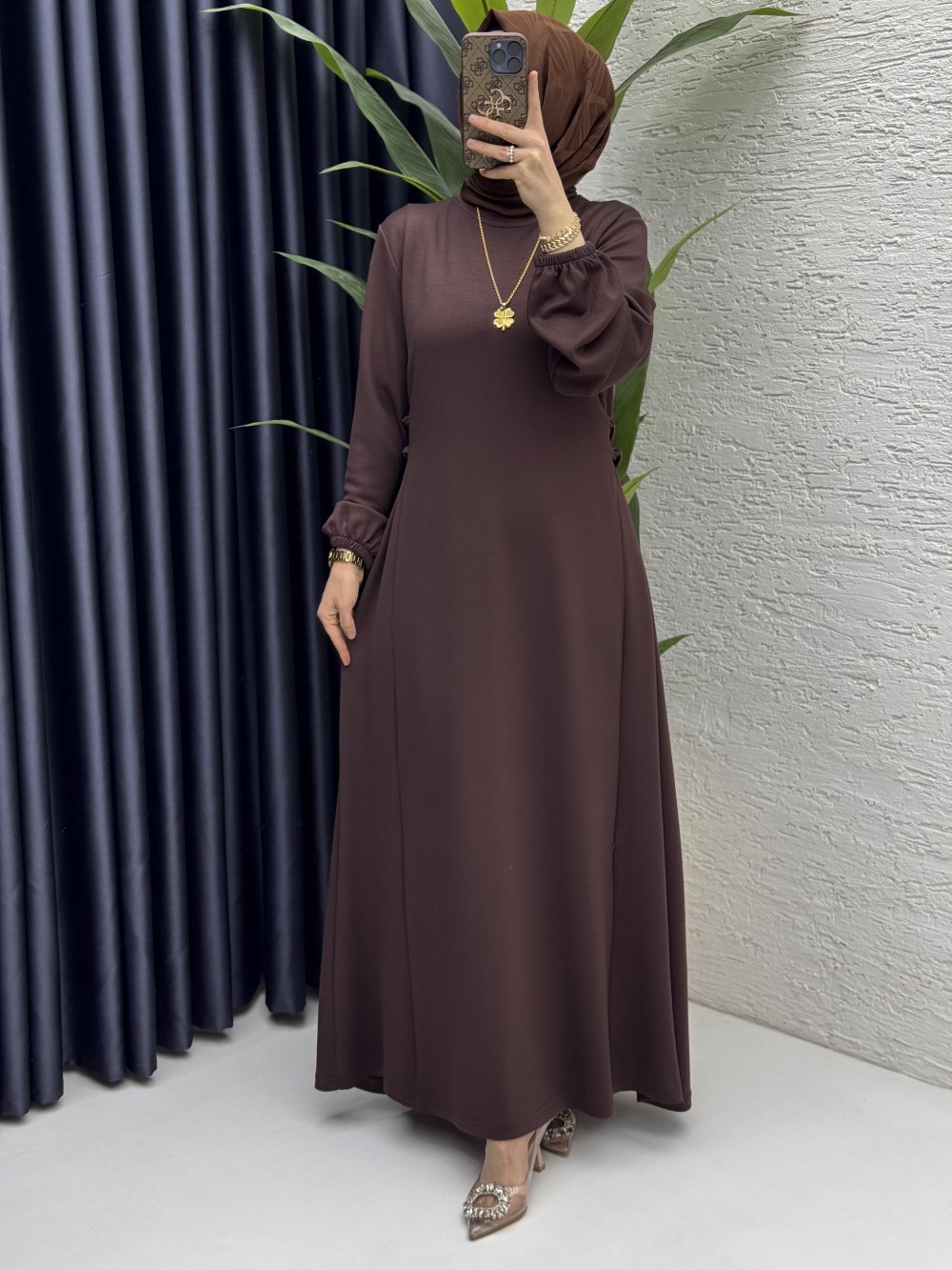 Şeyma Elbise Tesettür Giyim  Kahve